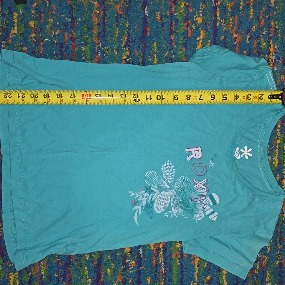 Roxy Girls Size LG‎ Teal Graphic T-Shirt